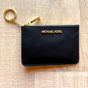 Michael Kors coin purse black Saffiano leather